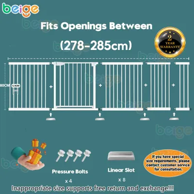 Beige Safety Gate Fence Barrier for Baby Child Dog Pet Stairs Sturdy Adjustable Indoor Dog Gate Baby Door