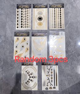 Metallic Flash Temporary Tattoos Silver and Gold Bohemian Beach Party Waterproof Transfer Stickers Gold Foil Tottoo sticker Tattoos