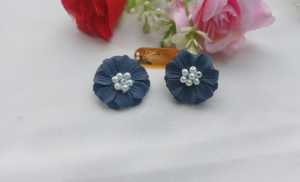 Hijabnur1 - Sepasang Anting Klip Bunga Besar /Anting Jepit HIjab Handmade