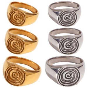 Statement Rings Unique Rings Fingerprint Rings Stainless Steel Texture Suitable for Fashion Women and Gift Giving