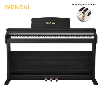 WENCAI 88 Keys Digital Piano Hammer Action Weighted Keyboard Piano Full Size Upright Electric Piano Wooden Electronic Piano for Beginner Professional MIDI-USB Support 3 Pedals