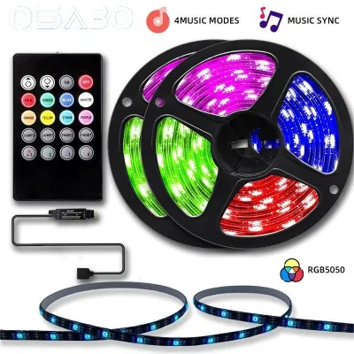 Đèn LED Dây Điều Khiển Từ Xa 5050 RGB 24 Phím Vỉ Không Thấm Nước Đèn 5M 90 12V