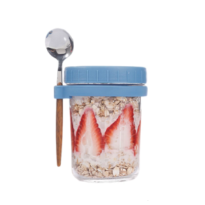 Glass Jars 350/600ml Cups Perfect For Overnight Oats Glass Oatmeal Container With Spoon Suitable For Healthy Breakfasts