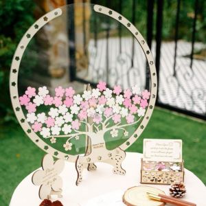 [Customized] Cherry blossom wedding guest book CHERRY BLOSSOM TREE Wedding Guest Book Alternative Custom wedding Wood Wedding drop box cherry blossoms