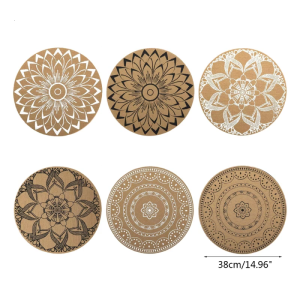 Round Dining Table Mat Imitation Jute Placemats Waterproof Heat Resistant Placemat for Parties Farmhouse Christmas