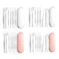 VINEY 7/8Pcs Thép không gỉ Bộ chăm sóc răng có hộp lưu trữ Chống gỉ Dụng cụ vệ sinh răng miệng Hộ gia đình Chuyên nghiệp Dụng cụ cạo lưỡi Bệnh viện thú y. 