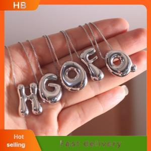 HB Delicate Chunky Balloon 26 Letter Pendant Necklace Balloon Bubble Alphabet Choker Necklace For Women Personalized Jewelry Gift