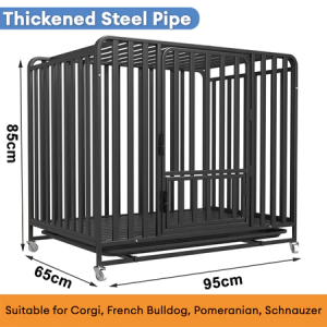 Square Tube Dog Cage Pet Cage Large Metal Dog Cage Crates with Bathroom Partition for Easy Installation Large Space with Four Wheeled Large Dog Cage Free Space Dog Cage