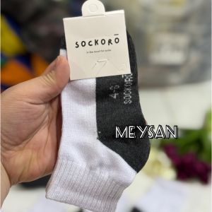 ถุงเท้าเด็กนักเรียน พื้นมีกันลื่น ขาวพื้นเทา ยกโหล 12 คู่ มีขนาด3-5/4-6/5-7/7-9/ฟรีไซส์ สินค้าพร้อมส่ง