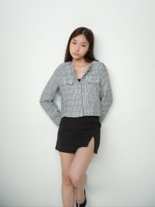 Kiyorawears - Paris Tweed Blazer / Atasan Tweed / Jacket Wanita / Blazer Office Lady / Kemeja Kantor Lengan Panjang Wanita / Casual Blouse / Baju Atasan Wanita Terbaru / Shirt Crop Top / Atasan Wanita Kekinian / Korean Style