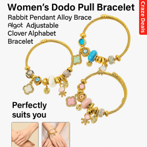 Womens Dodo Pull Bracelet Clover Adjustable Pendant Alloy Bracelet Letters Rabbit Bracelet