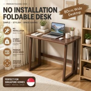 【SG STOCK】Folding Computer Desk for Bedroom & Study - Mobile Home Office Simple Foldable Table