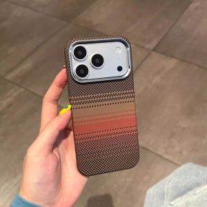 Abstract Carbon Fiber Texture Case Shell for iPhone 17 16 15 Pro Max Magnets Back Cover Hard PC Camera Alloy Armor Capa