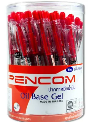 ปากกาลูกลื่น หมึกน้ำมัน ขนาด 0.5 mm เพนคอม หมึกสีแดง รุ่น OG-04 pencom