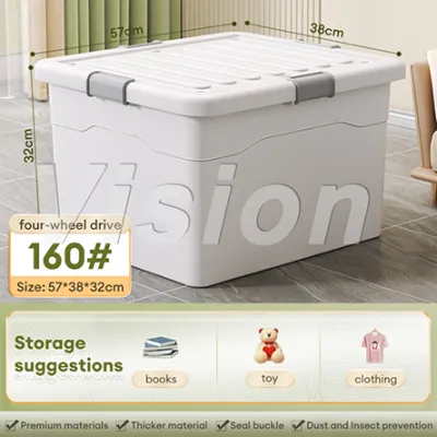 VISION Multifunctional Stackable Storage Box with Lid – Large Dustproof & Moisture-Proof Organizer for Clothes Quilts Toys & Snacks