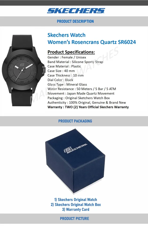 OFFICIAL WARRANTY) Skechers SR6024 Rosencrans Mid-Size Quartz