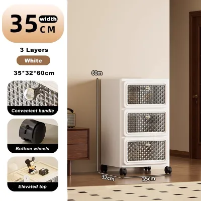JJ.SG 2-6 Tiers Storage Drawer Cabinet Plastic Storage Cabinet With Wheels Vintage Home Organizer Bedside Table