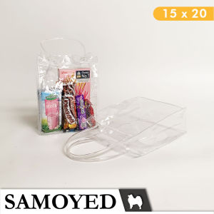 SAMOYED Tas Plastik Mika Transparan / Hampers / Souvenir / Tote / Goodie Bag PVC Uk. 15 x 20 x 7 cm