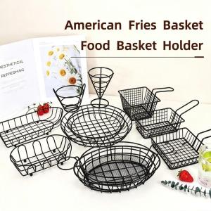 Snack Basket Stainless Steel Fries Holder Tray for French Fries BBQ Chicken Bar Restaurant Serving