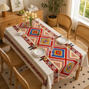 Waterproof Oil Proof Table Cloth Wear Resistant Rectangular Cover for 4-10 Seater Easy Clean Home Kitchen