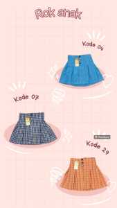 Rok Pendek Anak Perempuan Motif Kotak-Kotak Pinggang Elastis