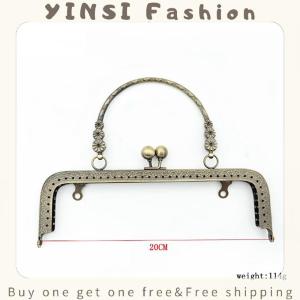 YINSI 20CM Square Embossing Wrist Metal Kiss Clasp Frame For Bags Flower Handle Sewing Hardware Handbags Accessories