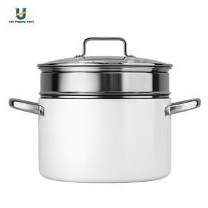 Non Stick Soup Pot with Lid Ceramic Cooking Cookware with Steamer Basket Cooking Pot Stainless Steel Handle for Soup Vegetable [Ueb Flagship Store]
