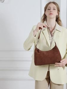 Womens New Genuine Leather Bag High-End Commuting Casual Fashion Suede Crossbody Handbag Shoulder Bag