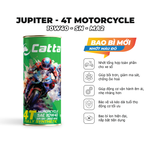 Nhớt Tổng hợp toàn phần cho xe số Catta Jupiter 4T Motorcycle SAE 10W40 - API SN - JASO MA2 - 800ML (màu đỏ)