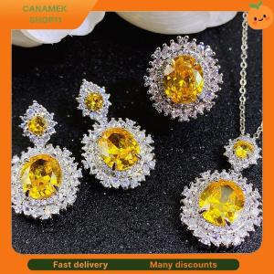 ❣️❣️❣️ 3Pcs set Elegant Luxury Fashion Crystal Zircon Necklace Earrings Ring For Women Girls Party Wedding Bride Jewelry Set Gifts