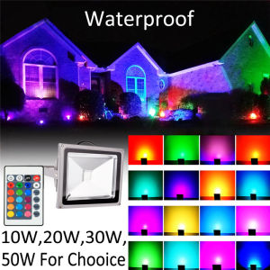 Angelila 30W 50W 100W RGB LED Flood Lights Outdoor Color Changing Floodlights Dimmable LED Street Lamp Waterproof Outside Uplighting Landscape Wall Washer Led Party Garden Stage Lighting Seasonal Holiday Festival Decorative Lamp