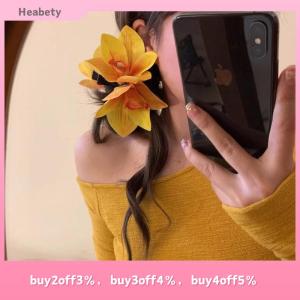 Heabety New Flower Hair Claws For Women Fashion Light Luxury Side Clips French Elegant Temperament Head Accessories