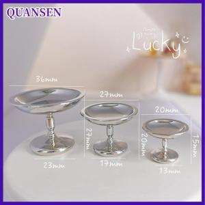 QUANSEN 1ชิ้นโมเดลถาดใส่ของว่างผลไม้ทำจากโลหะขนาดเล็กถาดเค้กติ่มซำขนาดเล็กอุปกรณ์ตกแต่งบ้านตุ๊กตา
