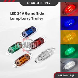 [Ready stock] LED Lorry Trailer Side Marker Lamp Light Oval Truck Chrome Base 6 SMD 12V 24V White Yellow Amber Red Blue Green CS (1PC)