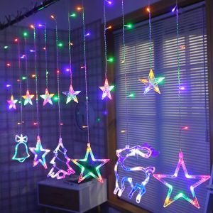 Hình bông tuyết hình chú nai rèm ngôi sao Đèn dây Polaris đèn trong nhà ngoài trời nhà vườn giáng sinh Halloween Tiệc cưới trang trí rèm