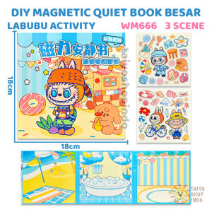 TAIYO DIY Magnetic Quiet Book Besar Labubu Karakter Buku Magnet Paper Doll Sticker Stiker Kerajinan