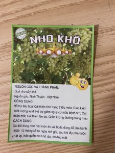 Nho xanh sấy khô (gói 500g) nho khô ninh thuận trái cây sấy khô đồ ăn vặt không ngọt khé không chất bảo quản