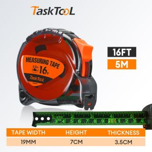 TASKTOOL 5M/7.5M/10M Measuring Tape Self Locking Stainless Steel Tape Measure High Precision Wear Resistant Fluorescent Distance Measurement Tape