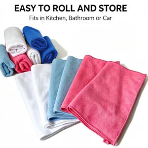 MJ-3060-1 Soft Touch Feeling Gentle on Surfaces Microfiber Towels in White Light Blue Pink and Blue
