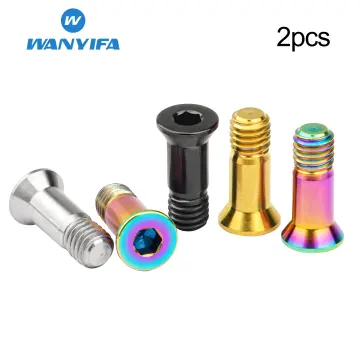 ANCLLO 4 Pcs Aluminum Alloy Bicycle Rear Derailleur Set - Titanium Jockey Wheel Bolt, Shifter Guide Roller Bolt, M5*14.2mm - Orange