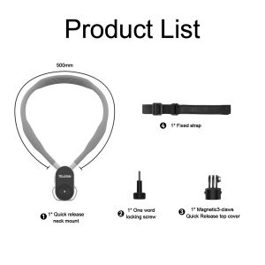 TELESIN Quick Release Silicone Neck Mount with Chest Strap for GoPro Hero 13 12 11 10 9 8 DJI Osmo Action 5 4 3 Insta360 X4 X3 ACE Pro Sports Camera Accessories