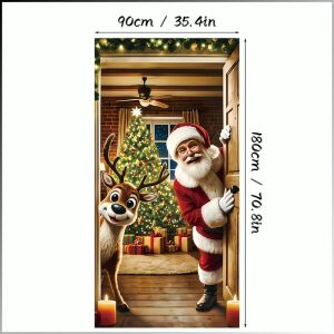 Bố cục trang trí cửa vải nền Giáng sinh