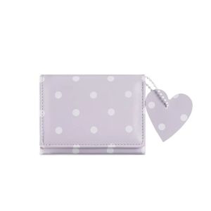 FANGAN Multi-functional Trifold Polka Dot Wallet Heart Pendant Sweet PU Card Holder Fashion Lightweight Coin Purse Women