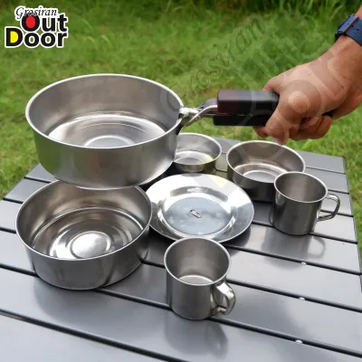 cooking set camel alat masak outdoor stainless nesting 8 in 1