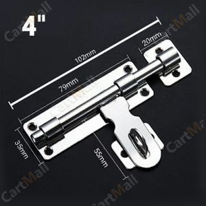 Stainless Steel Hardware Door Lock Bolt Latch Padlock Clasp Stainless Steel 4" 6" 8"