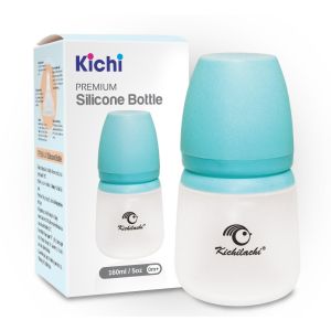 Bình sữa cổ rộng silicon Kichilachi chính hãng 160ml 260ml không BPA chất liệu siêu nhẹ núm vú siêu mềm cho bé