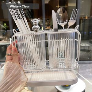 🇸🇬 Ready Stock Wall-Mounted Knife Holder Cutlery Organizer No-Drill Carbon Steel Rack with Drip Tray (Grey/Black/White)