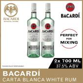 [Bundle of 2] BACARDI Carta Blanca Superior White Rum - 700ml / 70cl 37.5% ABV x2- Gluten Free Spirit Aged in American White Oak Barrels