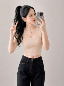 Áo croptop cổ vuông tay ngắn bo cổ KVYBODY A60 chất thun cotton borip lụa dày mịn co giãn thích hợp mặc ở nhà đi chơi