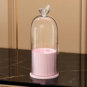 NO4 PANDA Transparent Rotating Makeup Brush Holder Dustproof Rotatable Pen Holder Light luxury with Cover Makeup Brush Storage Tube Lipstick